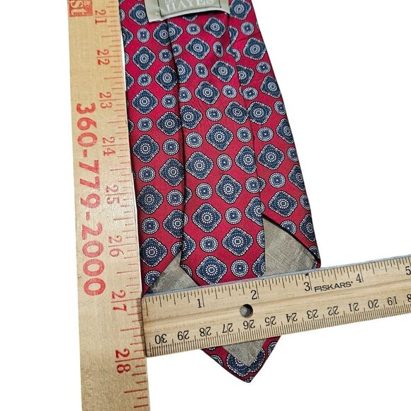 Christopher Hayes Vintage Red & Blue Patterned Silk Tie Made In Italy Medallion - Picture 5 of 5